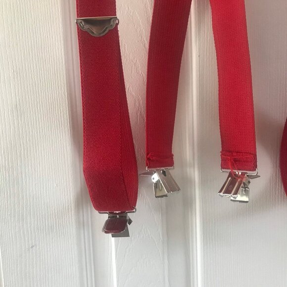 Vtg LEVI'S Red Stretchy Elastic Braces Suspenders Silver Tone Accents 2" Wide - Picture 7 of 9